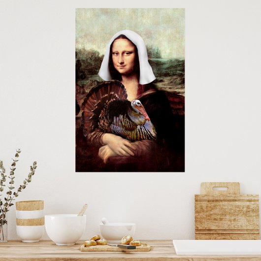 Thanksgiving Mona Lisa Pilgrim Poster (Keuken)