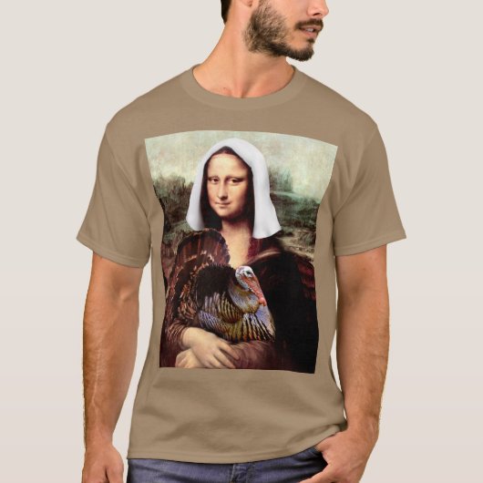 Thanksgiving Mona Lisa Pilgrim T-Shirt (Voorkant)