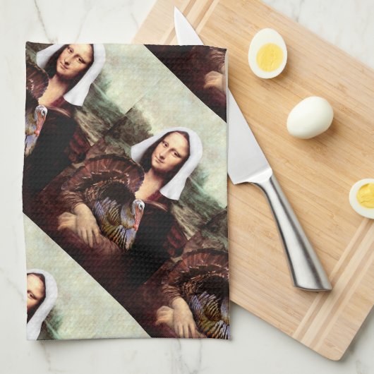 Thanksgiving Mona Lisa Pilgrim Theedoek (Quarter Fold)