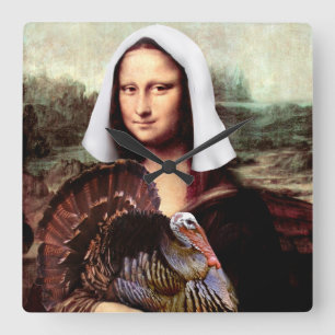 Thanksgiving Mona Lisa Pilgrim Vierkante Klok