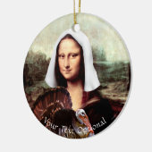 Thanksgiving Mona Lisa Pilgrim with Turkey Keramisch Ornament (Links)