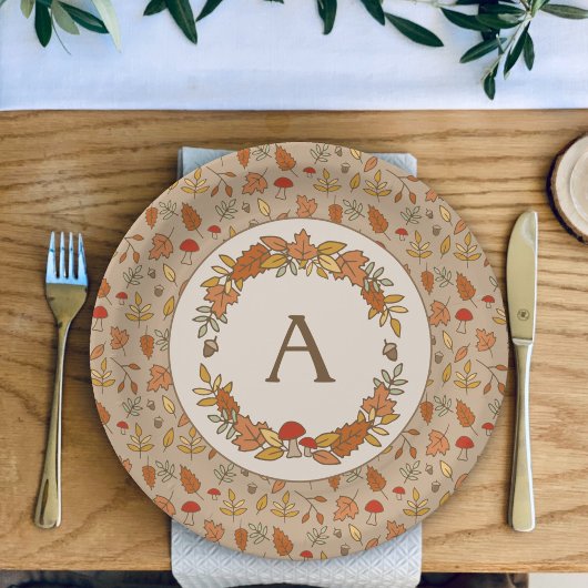 Thanksgiving Monogram Gepersonaliseerd Papieren Bordje