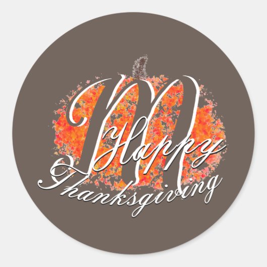 Thanksgiving Monogram herfst Pumpkin Leaves Ronde Sticker (Voorkant)