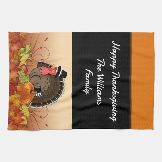 Thanksgiving monogram keukenhanddoek (Horizontaal)