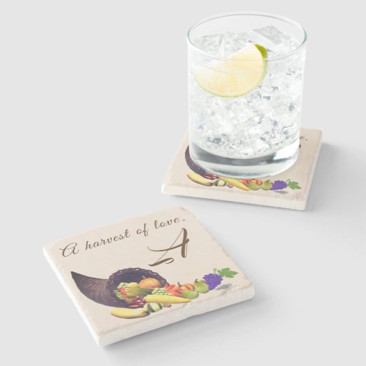 Thanksgiving monogram stenen onderzetter (Zijkant)