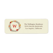 Thanksgiving Monogram WreatReturn Address Label (Voorkant)
