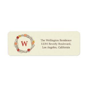 Thanksgiving Monogram WreatReturn Address Label