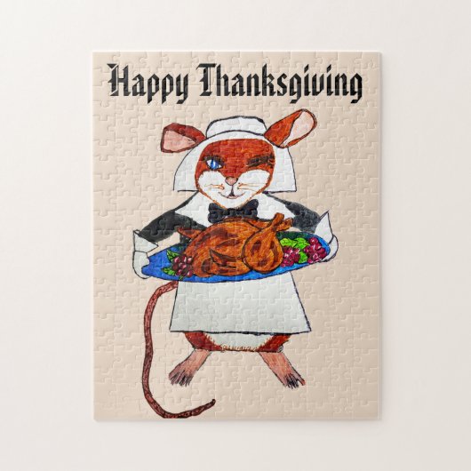 THANKSGIVING MOUSE PILGRIM LEGPUZZEL (Verticaal)