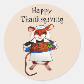THANKSGIVING MOUSE PILGRIM RONDE STICKER (Voorkant)