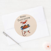 THANKSGIVING MOUSE PILGRIM RONDE STICKER (Envelop)