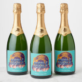 Thanksgiving Mousserende Wijn Label Modern Sparkling Wijnetiket (Flessen)