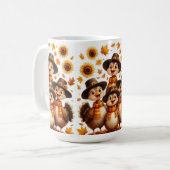 Thanksgiving Mug with turkeys family Koffiemok (Voorkant links)