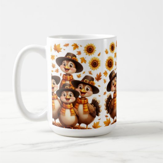 Thanksgiving Mug with turkeys family Koffiemok (Links)