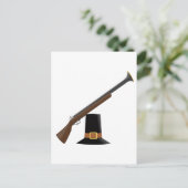 Thanksgiving Musket en Pelgrim Pet (Kapitein) Feestdagenkaart (Staand voorkant)