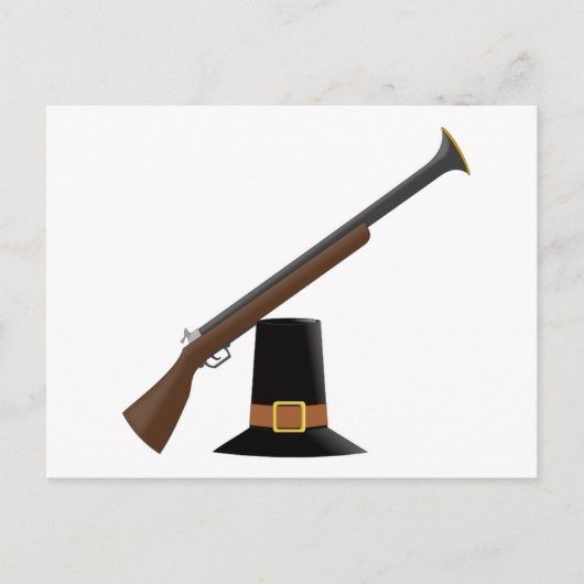 Thanksgiving Musket en Pelgrim Pet (Kapitein) Feestdagenkaart (Voorkant)
