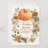 Thanksgiving najaar Floral Pumpkin Kaart (Voorkant)