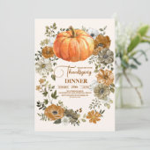 Thanksgiving najaar Floral Pumpkin Kaart (Staand voorkant)