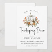 Thanksgiving najaar Floral Pumpkin Kaart (Voorkant / Achterkant)