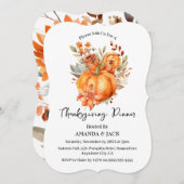 Thanksgiving najaar Floral Pumpkin Kaart (Voorkant / Achterkant)