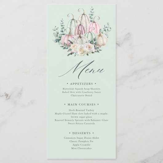 Thanksgiving najaar Floral Pumpkin Menu (Voorkant)