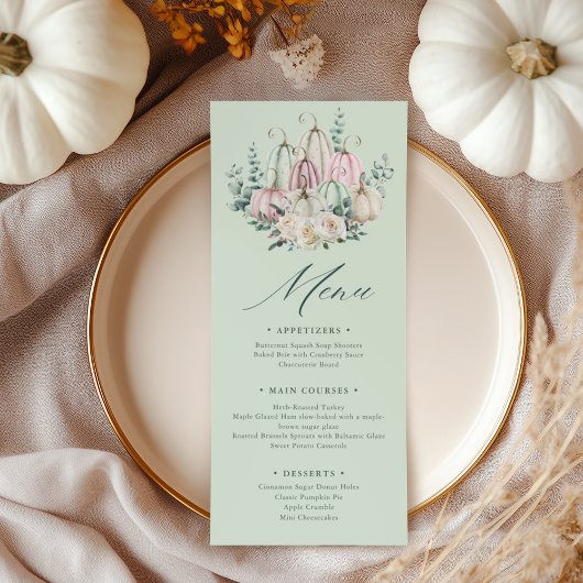 Thanksgiving najaar Floral Pumpkin Menu