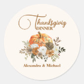 Thanksgiving najaar Floral Pumpkin Ronde Sticker (Voorkant)