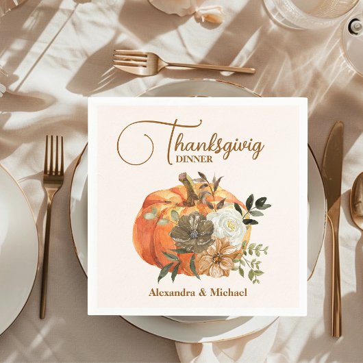 Thanksgiving najaar Floral Pumpkin Servet