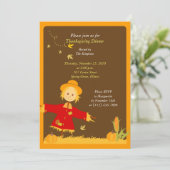 Thanksgiving najaar Harvest Scarecrow Uitnodiging (Staand voorkant)