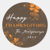 Thanksgiving najaar Herfst Deco Oranje bladeren Ronde Sticker (Voorkant)
