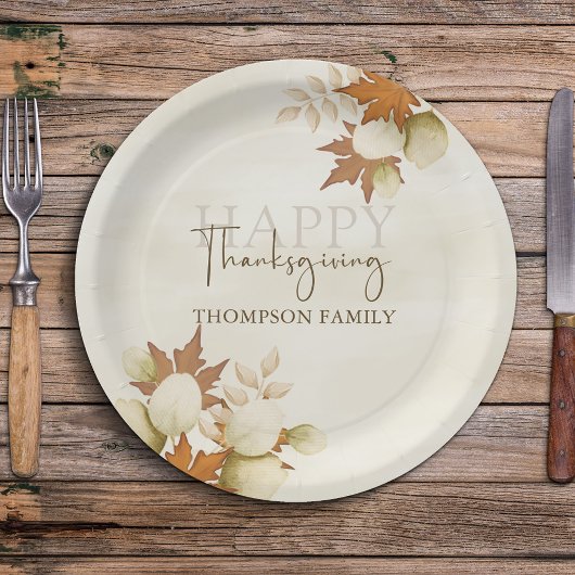 Thanksgiving najaar Herfst Greenery Elegant Foliag Papieren Bordje