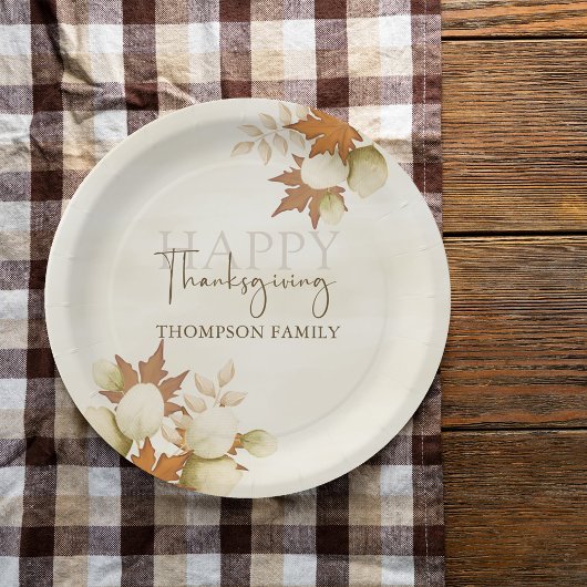 Thanksgiving najaar Herfst Greenery Elegant Foliag Papieren Bordje