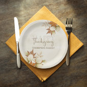 Thanksgiving najaar Herfst Greenery Elegant Foliag Papieren Bordje