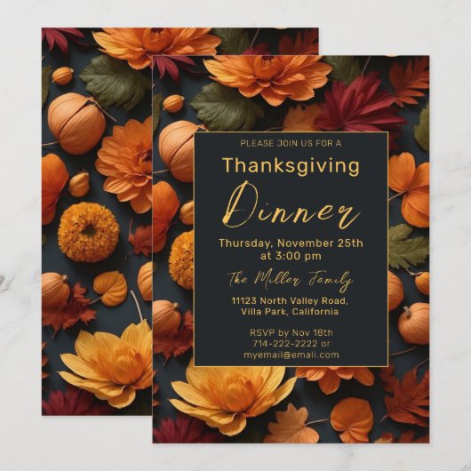 Thanksgiving najaar kaart (Voorkant / Achterkant)