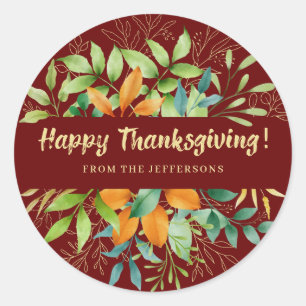 Thanksgiving najaar laat Waterverf Griekenland Ronde Sticker