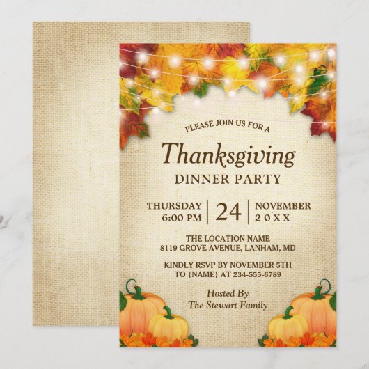 Thanksgiving najaar leveert licht kaart (Voorkant / Achterkant)