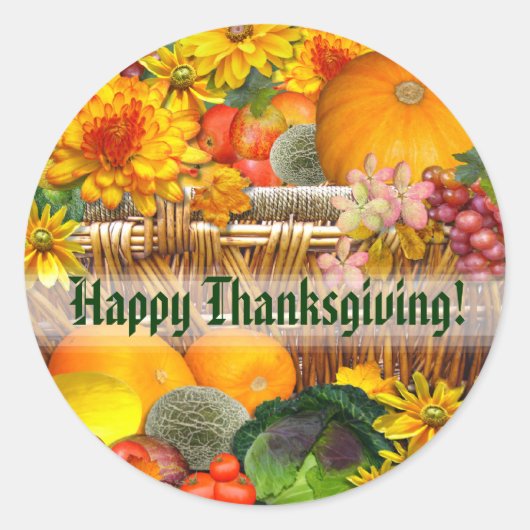 Thanksgiving najaar mandje ronde sticker (Voorkant)