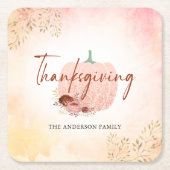 Thanksgiving najaar Roos Gold Glitter Pumpkin Kartonnen Onderzetters (Voorkant)