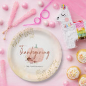 Thanksgiving najaar Roos Gold Glitter Pumpkin Papieren Bordje (Feest)