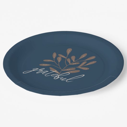 Thanksgiving najaar Rustic Blue Grateful Papieren Bordje (Gekanteld)