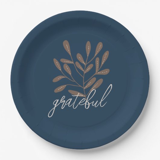 Thanksgiving najaar Rustic Blue Grateful Papieren Bordje (Voorkant)
