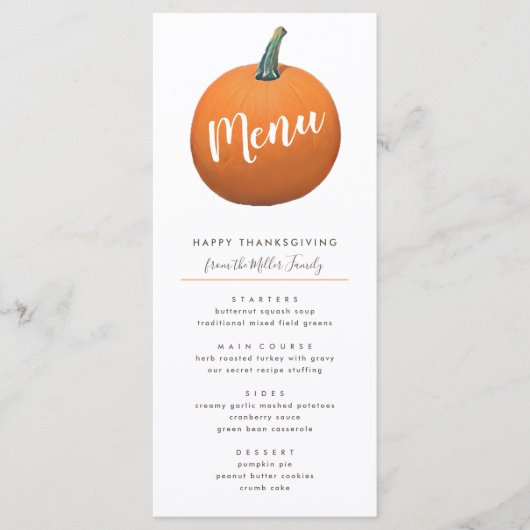 Thanksgiving najaar verfijnde pompoen menu (Voorkant)