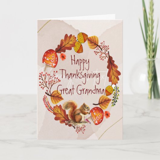Thanksgiving Najaar Wreath Great Grandma Feestdagen Kaart (Voorkant)