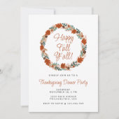 Thanksgiving Najaar Wreath Happy Herfst Y'all Dinn Kaart (Voorkant)