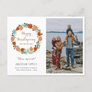 Thanksgiving najaar Wreath Holiday Moving Foto Aankondigingskaart