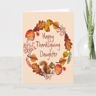 Thanksgiving najaar Wreath Wren Bird Daughter Feestdagen Kaart