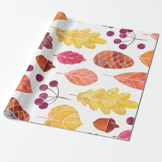 Thanksgiving najaarbladontwerp cadeaupapier (Uitgerold)