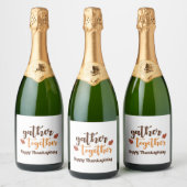 Thanksgiving najaarkleuren verzamelen sparkling wijnetiket (Flessen)