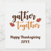 Thanksgiving najaarkleuren verzamelen wijn etiket (Enkel label)