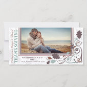 Thanksgiving najaars bladeren peulzenkransen foto feestdagenkaart (Voorkant)