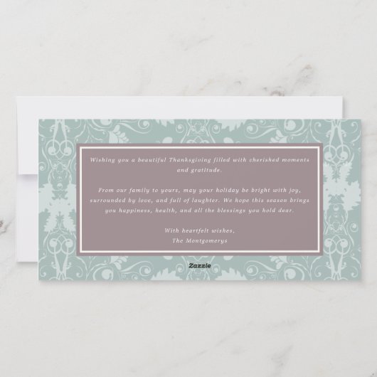 Thanksgiving najaars bladeren peulzenkransen foto feestdagenkaart (Achterkant)